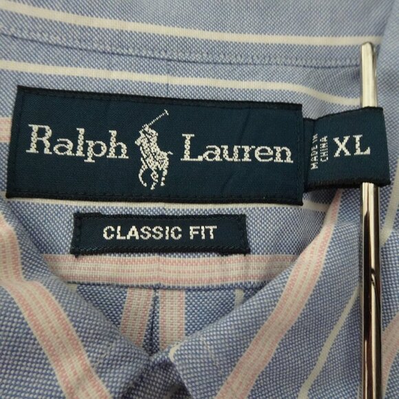 Ralph Lauren Classic Fit Striped Button Down Shirt Men's Size XL Short Sleeve - Picture 5 of 6